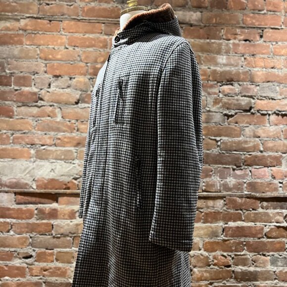 ETRO Milano Wool Blend Houndstooth Coat with Shearling Hood - Picture 6 of 14